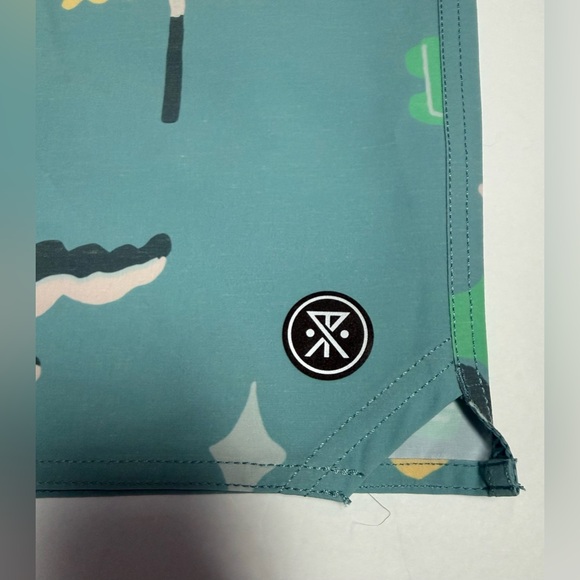 NWT Roark Hemp Blend 18” Men's Graphic Swim Board Shorts - Teal and Yellow 32 - Picture 8 of 15